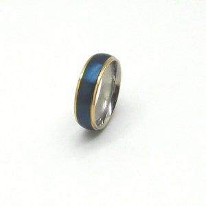 New Blue Stainless Steel Comfort Fit Band Ring.Size 8